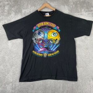 Vintage Pro Player Super Bowl XXXI Shirt Mens XL Black Packers Patriots 90s USA